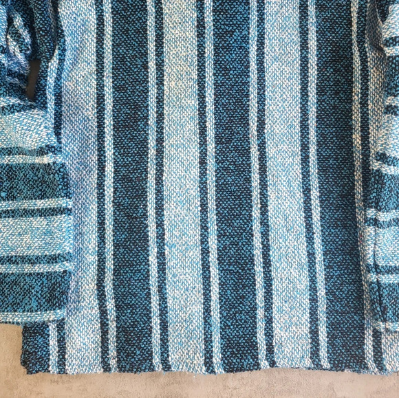Art-Maz Baja Hoodie Unisex Small Blue Stripes Drug Rug Mexican Poncho Hippie - Picture 7 of 9